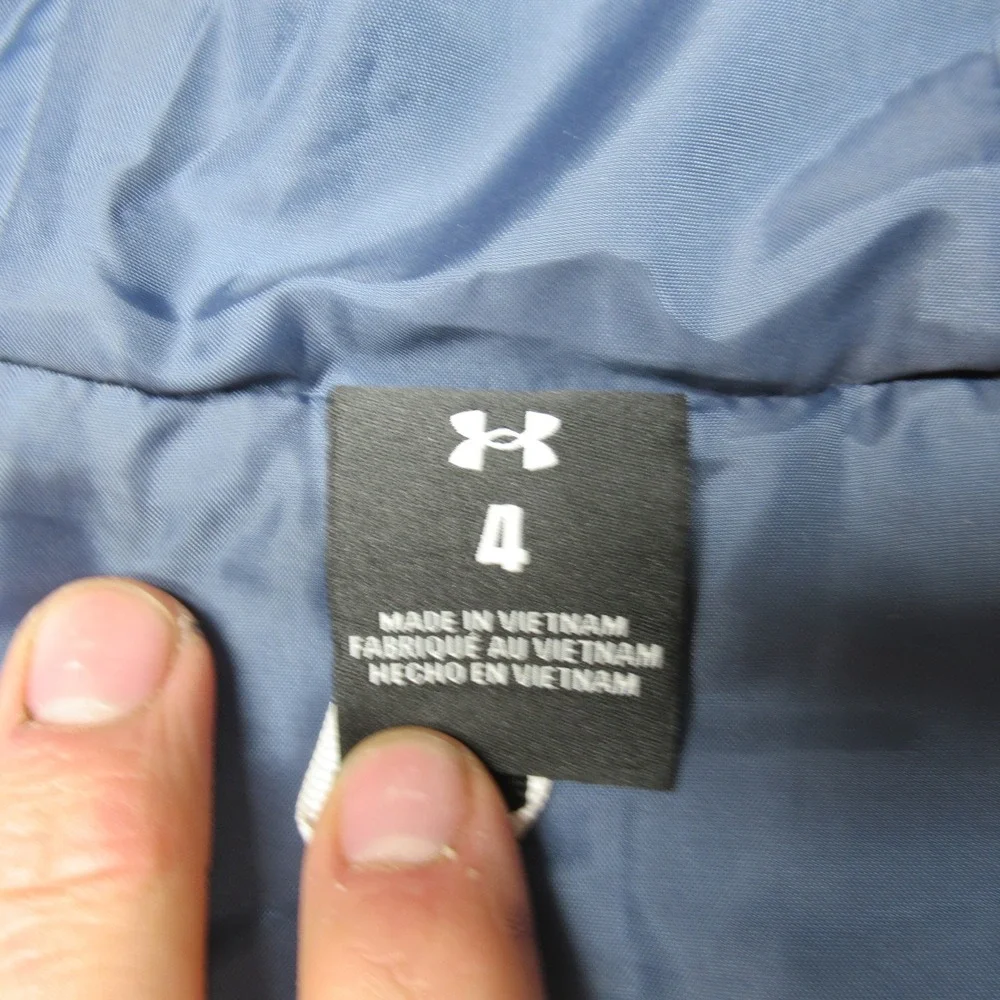 Under Armour Jacket Youth 4 Blue Hooded Insulated Light Pack Winter‎ Puffer NEW